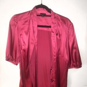 beautiful Ann Taylor pink silk button up blouse